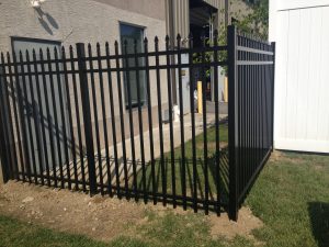 black industrial aluminum fence panels