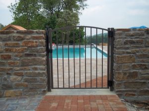 textured bronze aluminum pool fence