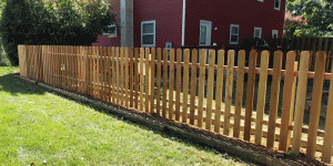 Wooden picket fence for backyard