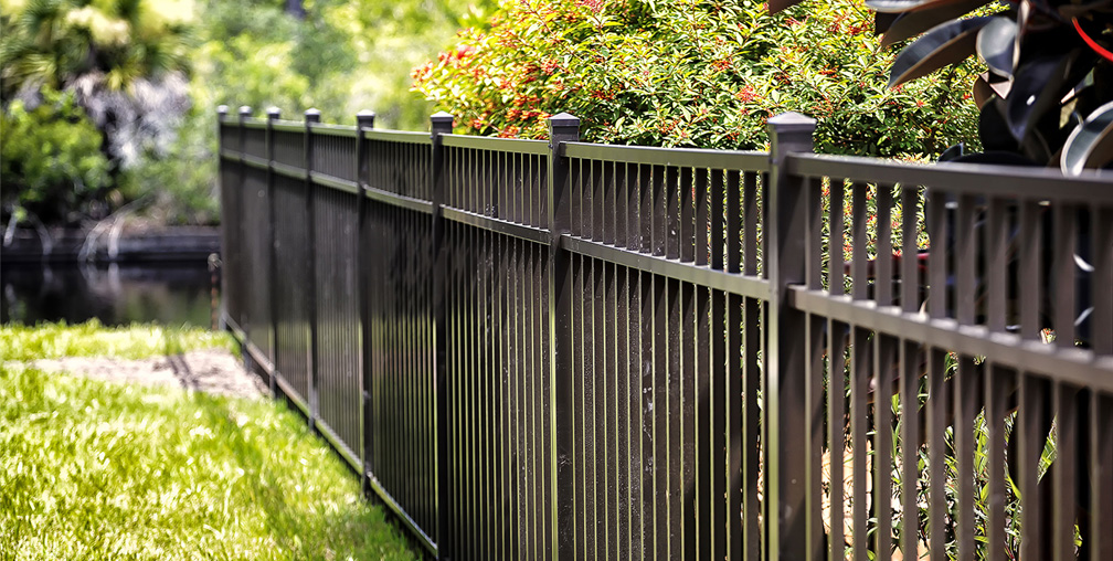 Durable aluminum fence in backyard