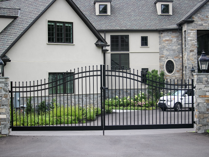Black aluminum driveway gate