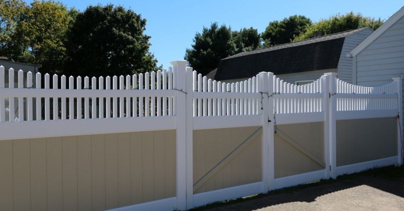 Two toned arch top fence for privacy 