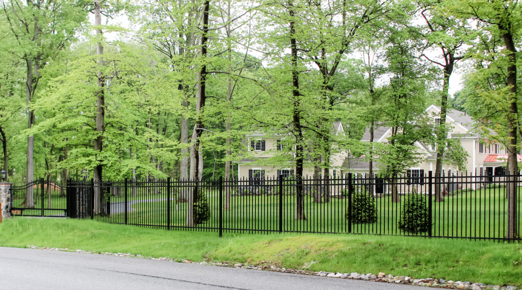 Modern estate with modern fenced yard