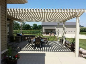 Vinyl pergola installed for additional shade in chester county pa