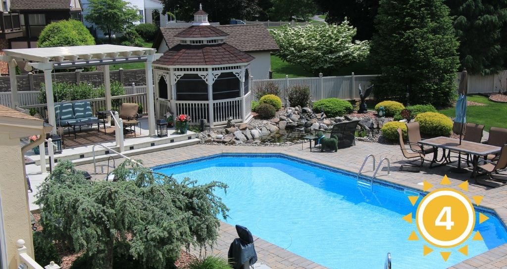 white pool pergola for backyard oasis