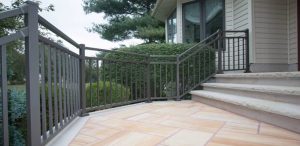 black common railing surrounding steps with riviera c30 model