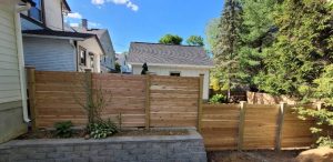 horizontal fence designs steps in backyard